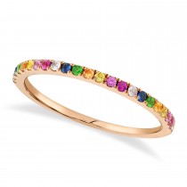 Diamond & Multi-Colored Gemstone Pave Ring in 14K Yellow Gold (0.28ct)