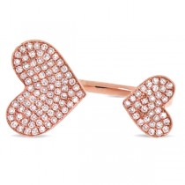 0.33ct 14k Rose Gold Diamond Pave Heart Ring