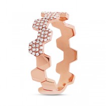 0.26ct 14k Rose Gold Diamond Pave Hexagon Ring