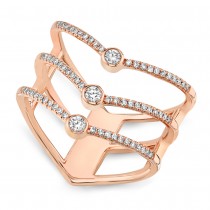 Diamond Bezel Triple Chevron Ring 14k Rose Gold (0.30ct)