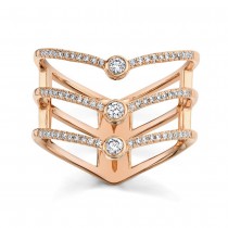 Diamond Bezel Triple Chevron Ring 14k Rose Gold (0.30ct)