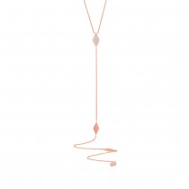 0.14ct 14k Rose Gold Diamond Pave Lariat Necklace