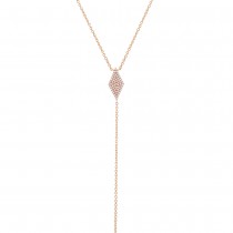 0.14ct 14k Rose Gold Diamond Pave Lariat Necklace