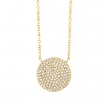 0.37ct 14k Yellow Gold Diamond Pave Circle Necklace