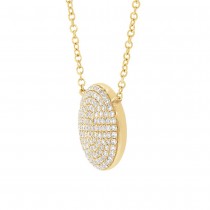 0.37ct 14k Yellow Gold Diamond Pave Circle Necklace