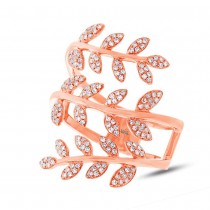 0.34ct 14k Rose Gold Diamond Leaf Ring