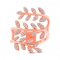0.34ct 14k Rose Gold Diamond Leaf Ring