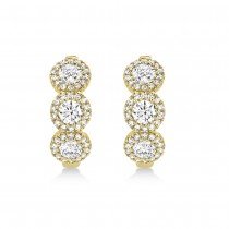 Diamond Halo Style Huggie Earrings 14k Yellow Gold (1.10ct)