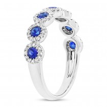 0.26ct Diamond & 0.70ct Blue Sapphire 14k White Gold Lady's Ring