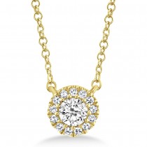Diamond Halo Pendant Necklace 14k Yellow Gold (0.14ct)