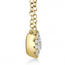Diamond Halo Pendant Necklace 14k Yellow Gold (0.14ct)