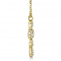 Diamond Halo Style Cross Pendant Necklace 14k Yellow Gold (0.25ct)