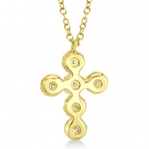 Diamond Halo Style Cross Pendant Necklace 14k Yellow Gold (0.25ct)