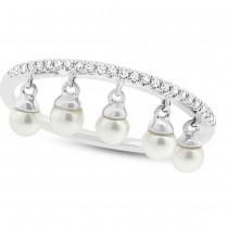 0.08ct Diamond & 0.21ct Fresh Water Pearl 14k White Gold Ring