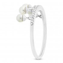 0.08ct Diamond & 0.21ct Fresh Water Pearl 14k White Gold Ring