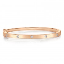 Diamond Five Stone Bangle Bracelet 14K Rose Gold (0.38ct)
