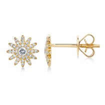 Diamond Starburst Stud Earrings 14k Yellow Gold (0.24ct)