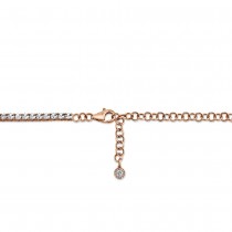 Graduated Diamond Tennis Necklace 14k Rose Gold (4.39ct)