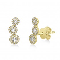 Diamond Graduated Tripe Circle Halo Style Earrings 14k Yellow Gold (0.36ct)