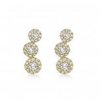 Diamond Graduated Tripe Circle Halo Style Earrings 14k Yellow Gold (0.36ct)