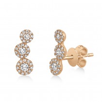 Diamond Graduated Tripe Circle Halo Style Earrings 14k Rose Gold (0.36ct)