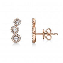 Diamond Graduated Tripe Circle Halo Style Earrings 14k Rose Gold (0.36ct)