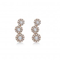 Diamond Graduated Tripe Circle Halo Style Earrings 14k Rose Gold (0.36ct)