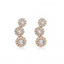 Diamond Graduated Tripe Circle Halo Style Earrings 14k Rose Gold (0.36ct)