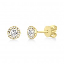 Diamond Halo Style Stud Earrings in 14k Yellow Gold (0.48ct)