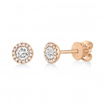 Diamond Halo Style Stud Earrings in 14k Rose Gold (0.48ct)