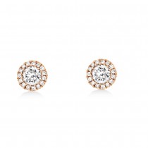 Diamond Halo Style Stud Earrings in 14k Rose Gold (0.48ct)