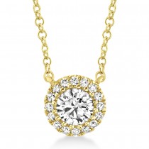 Diamond Halo Pendant Necklace 14k Yellow Gold (0.25ct)