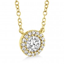Diamond Halo Pendant Necklace 14k Yellow Gold (0.25ct)