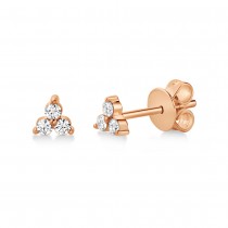 Diamond Three Stone Stud Earrings 14k Rose Gold (0.15ct)