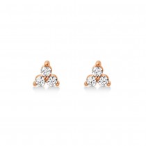 Diamond Three Stone Stud Earrings 14k Rose Gold (0.15ct)