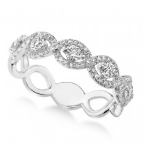 Diamond Accented Halo Twisted Ring 14k White Gold (0.57ct)