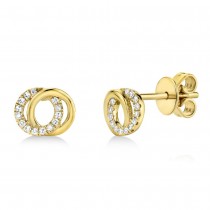 Diamond Love Knot Circle Earrings 14k Yellow Gold (0.09ct)