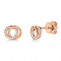 Diamond Love Knot Circle Earrings 14k Rose Gold (0.09ct)