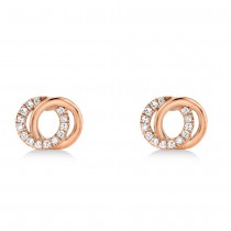 Diamond Love Knot Circle Earrings 14k Rose Gold (0.09ct)