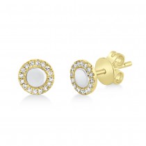Diamond Accented Disc Stud Earrings 14k Yellow Gold (0.10ct)