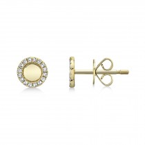Diamond Accented Disc Stud Earrings 14k Yellow Gold (0.10ct)