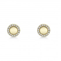Diamond Accented Disc Stud Earrings 14k Yellow Gold (0.10ct)