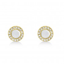 Diamond Accented Disc Stud Earrings 14k Yellow Gold (0.10ct)