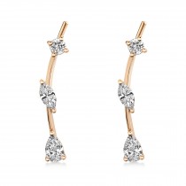 Pear & Marquise & Round Diamond Ear Crawler Earring 14k Rose Gold (0.41ct)