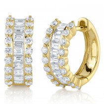 Baguette Diamond Huggie Earrings 14k Yellow Gold (1.16ct)