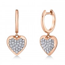 Diamond Heart Drop Earrings 14K Rose Gold (0.44ct)
