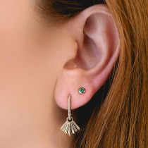 Round Emerald Bezel Stud Earrings 14K Yellow Gold (0.08ct)