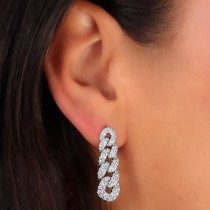 Diamond Link Drop Earrings 14K White Gold (1.62ct)