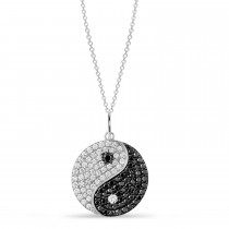 Diamond Yin Yang Pendant Necklace 14K White Gold (0.56ct)