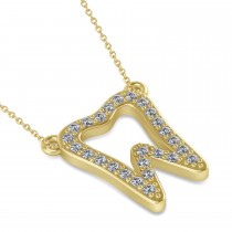 Diamond Tooth Outline Pendant Necklace 14k Yellow Gold (0.26ct)